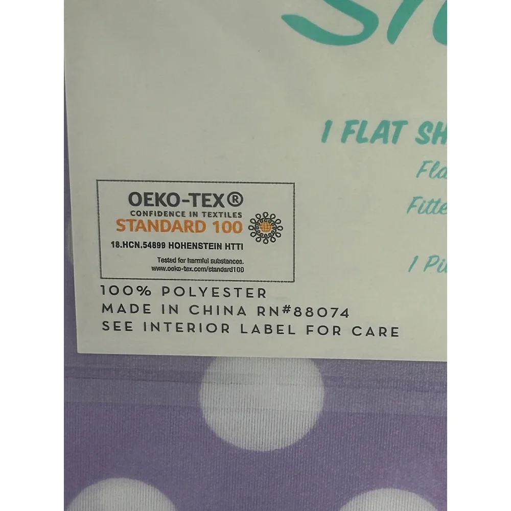 Kute Kids Purple Polka Dot Twin‎ Sheet Set 3 Piece OEKO-TEX Polyester New